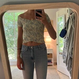 AQUA, small, floral, off the shoulder top